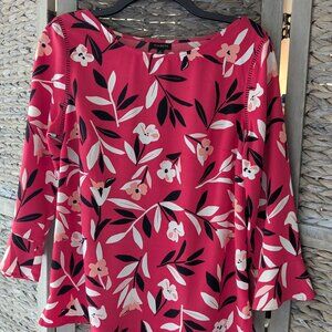 Beautiful Red Multi Color Floral Blouse